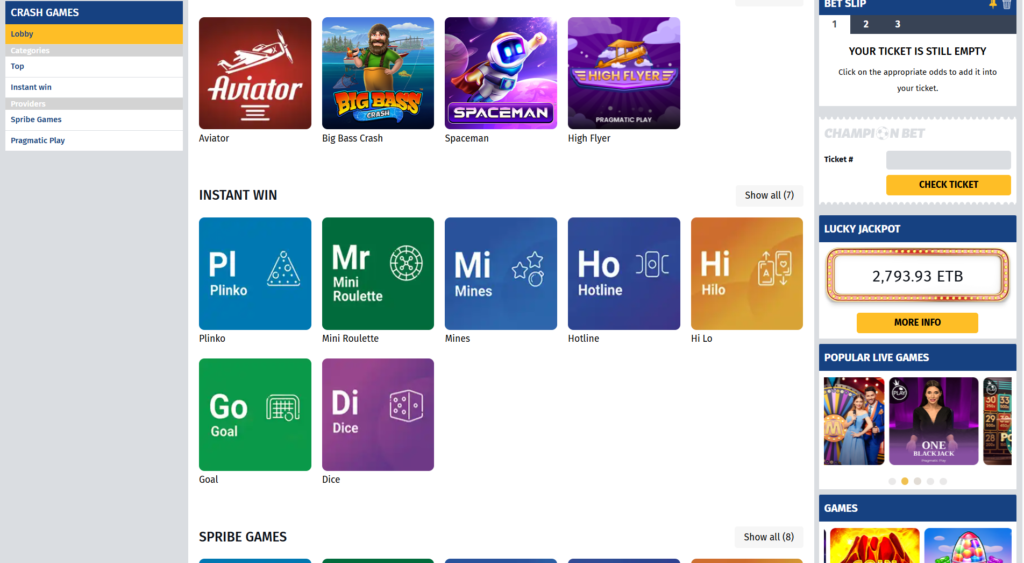 Casino and Gaming Options