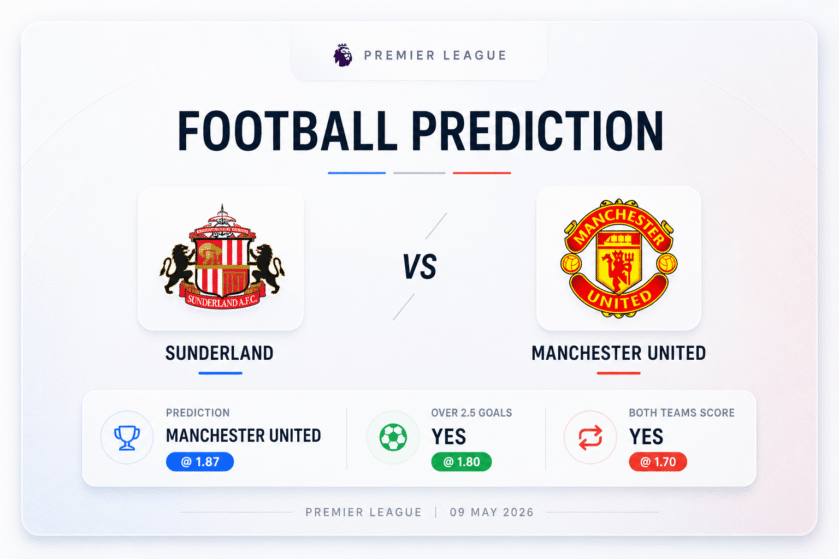 Prediction Sunderland vs Manchester United | 09.05.2026 | Premier League