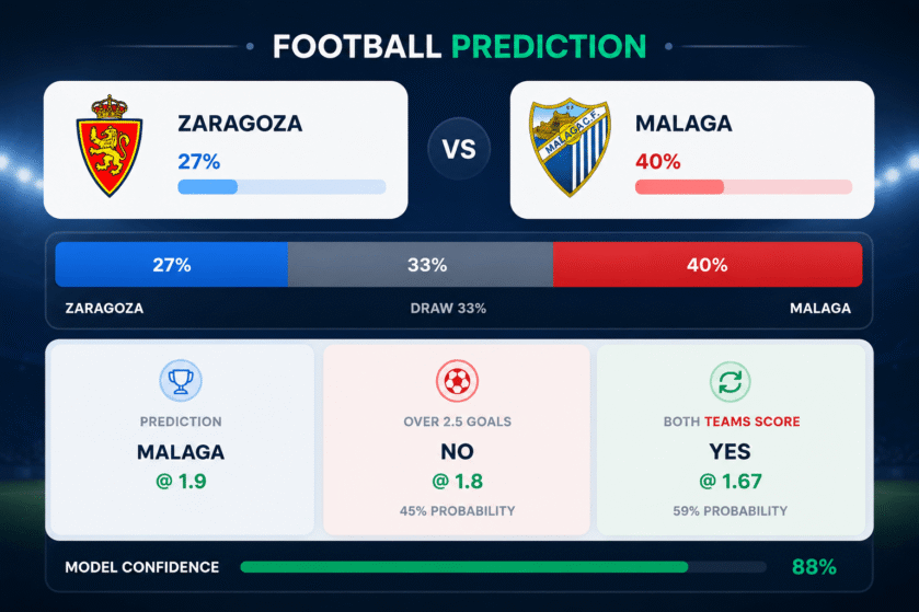 Prediction Zaragoza vs Malaga | 31.05.2026 | Segunda División