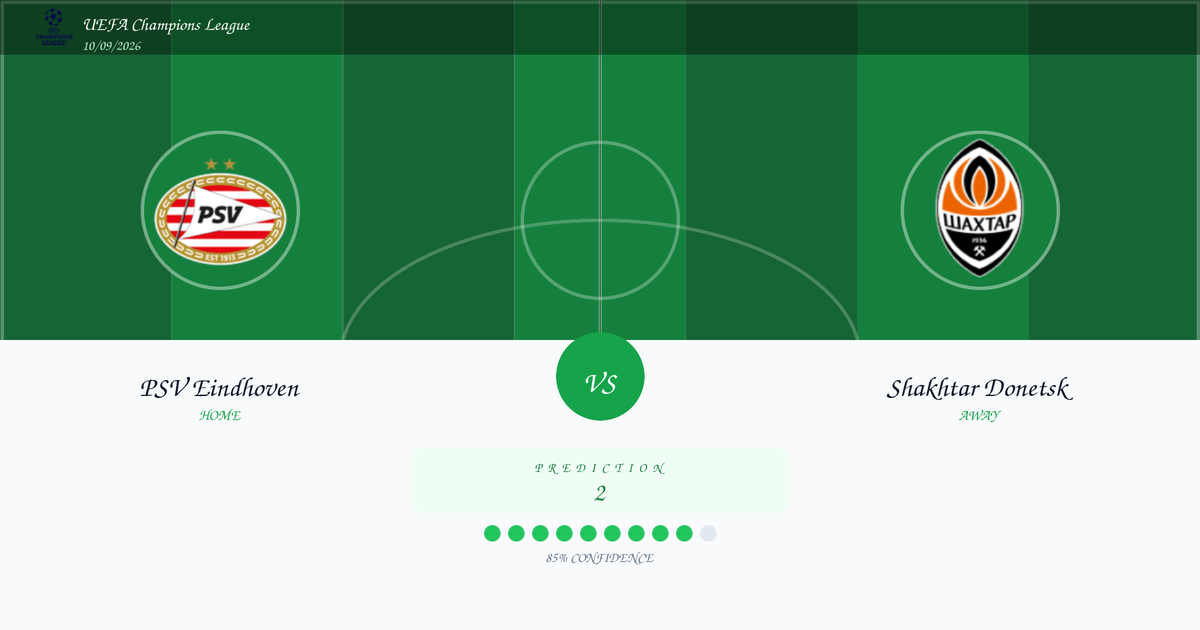 PSV Eindhoven vs Shakhtar Donetsk Prediction and Analysis | UEFA Champions League | 10/09/2026