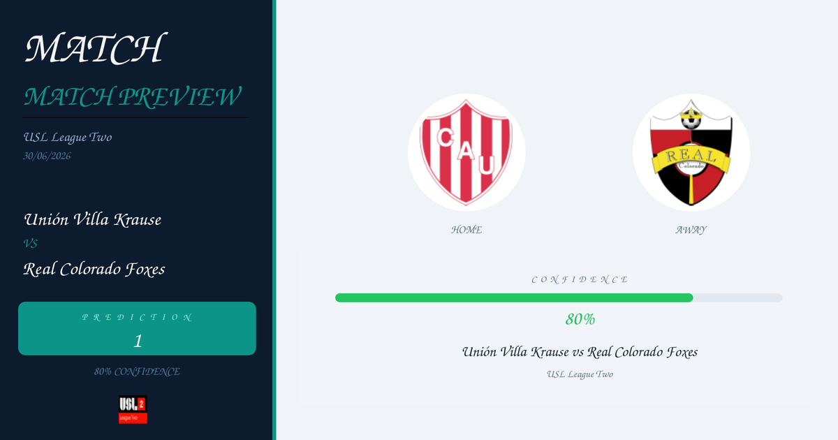 Free Prediction: Unión Villa Krause vs Real Colorado Foxes | USL League Two | 30/06/2026
