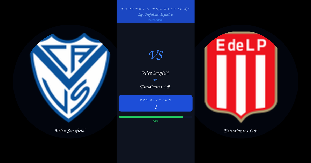 Velez Sarsfield vs Estudiantes L.P. Prediction and Analysis | Liga Profesional Argentina | 06/09/2026